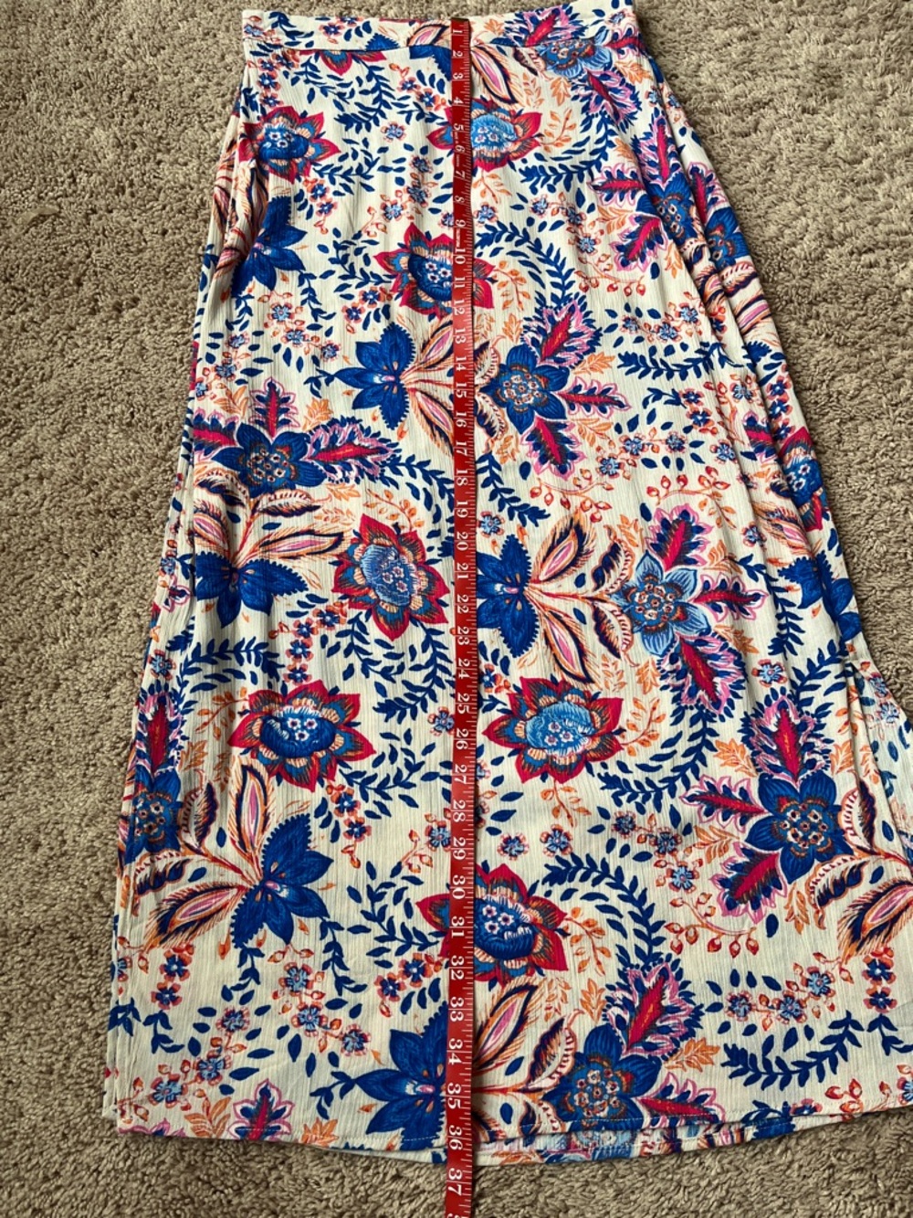 Vero Moda Blue and Cream Floral Maxi Skirt with Side Slit - Picture 10 of 10